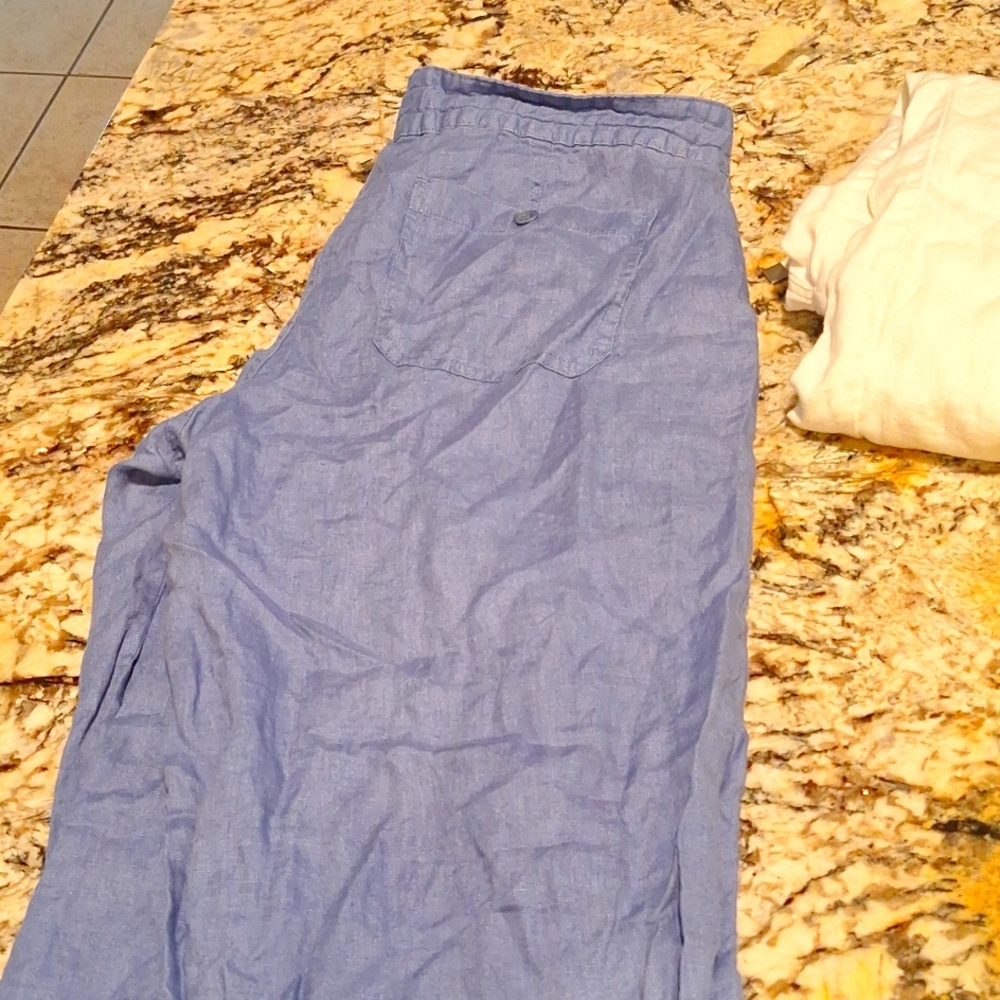 Womens wide leg 100% linen drawstring pant by Ralph Lauren size 10